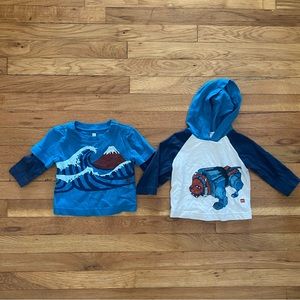 Tea Collection Long Sleeve Shirt Bundle Baby Boy 6-12m Hood Waves Robot Layered